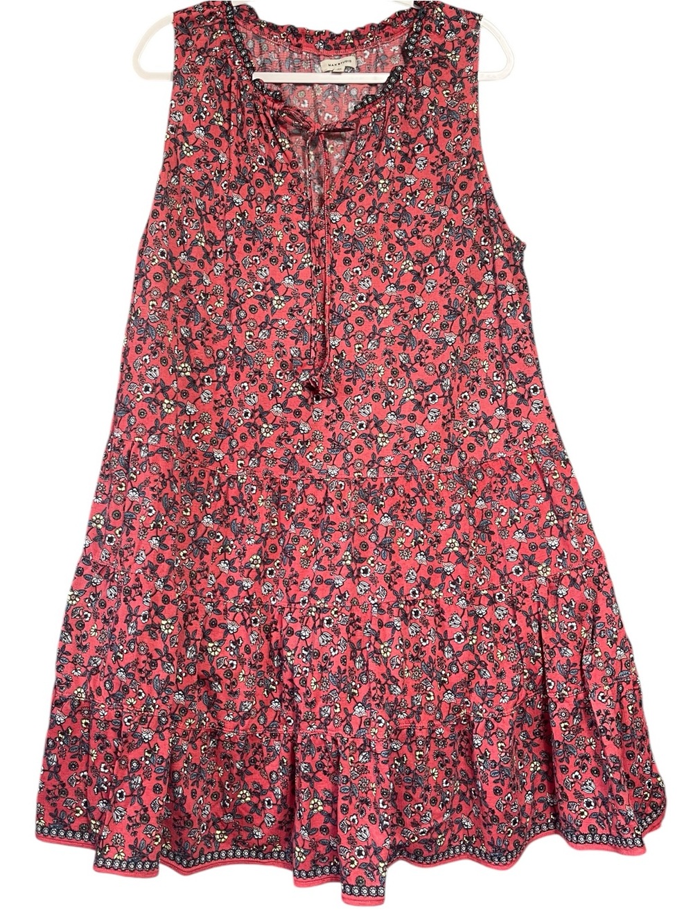 Sleeveless Floral Tiered Sundress - Red